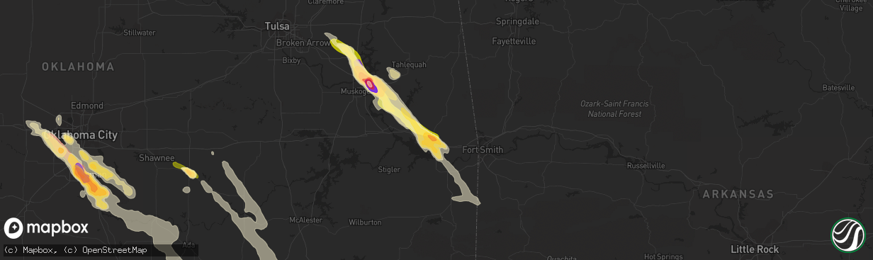 Hail map in Sallisaw, OK on March 30, 2013