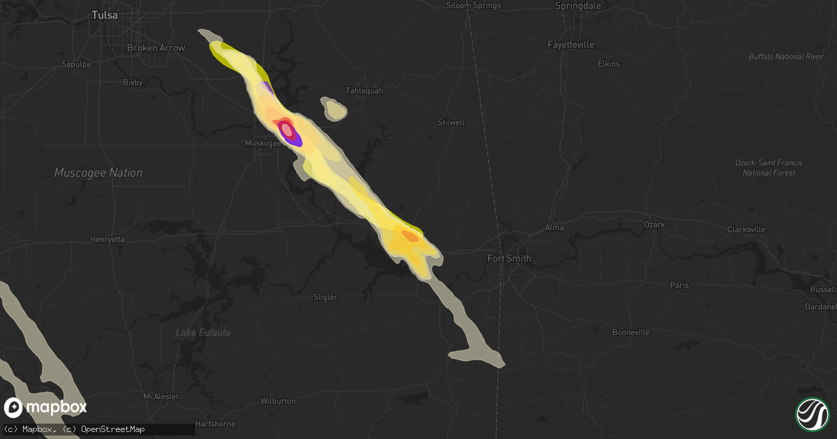Hail map in Sallisaw, OK on March 30, 2013