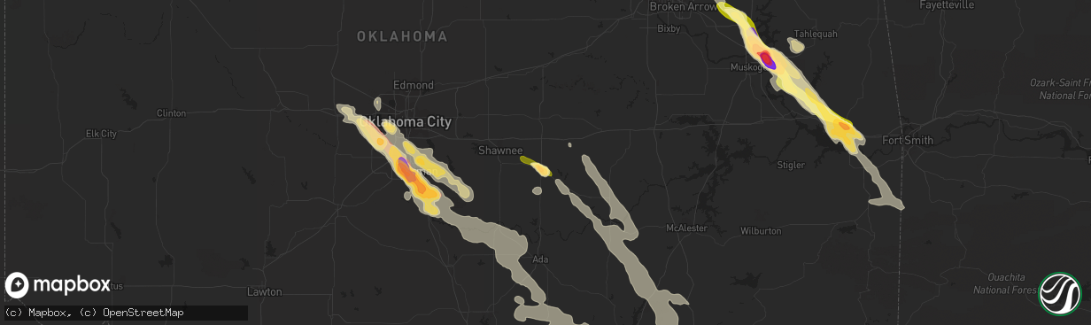 Hail map in Seminole, OK on March 30, 2013