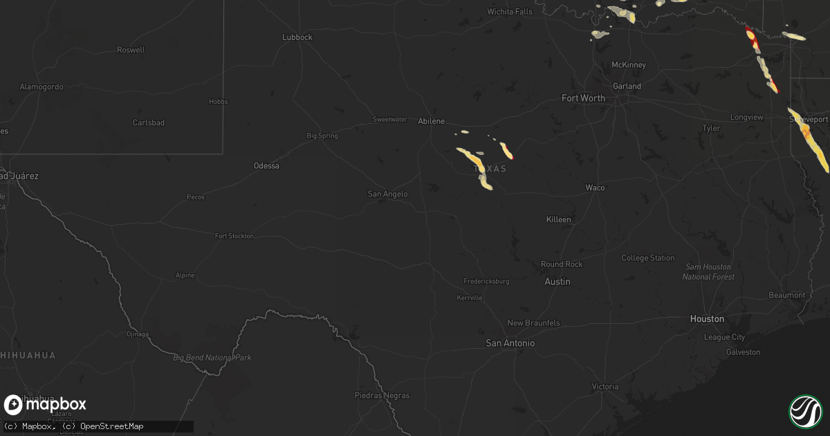 Hail map in Texas on March 30, 2013