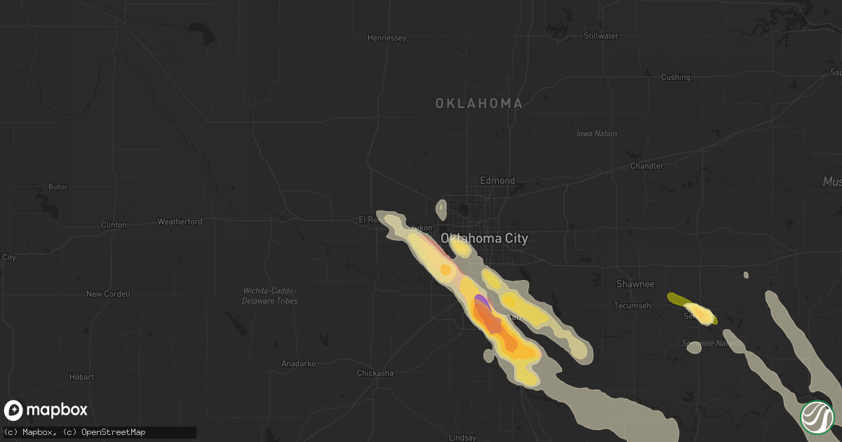 Hail map in Yukon, OK on March 30, 2013