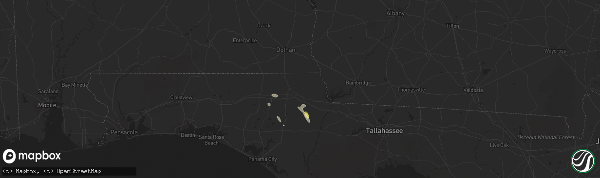 Hail map in Marianna, FL on March 30, 2015