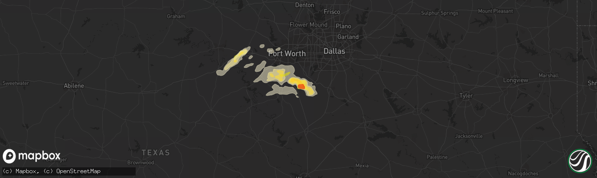 Hail map in Alvarado, TX on March 30, 2016