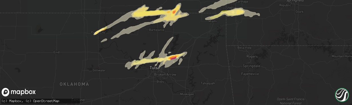 Hail map in Claremore, OK on March 30, 2016