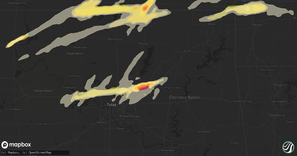 Hail map in Claremore, OK on March 30, 2016