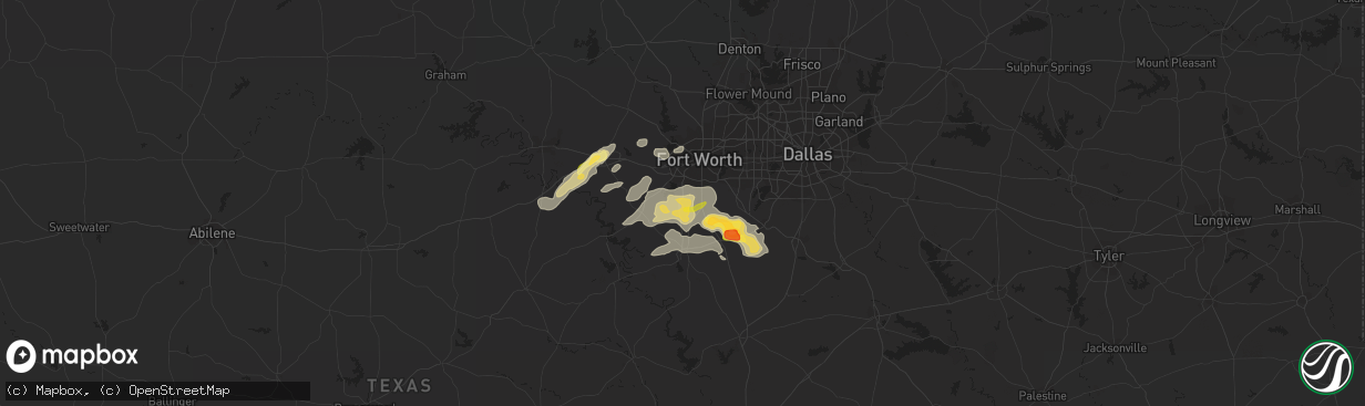 Hail map in Crowley, TX on March 30, 2016