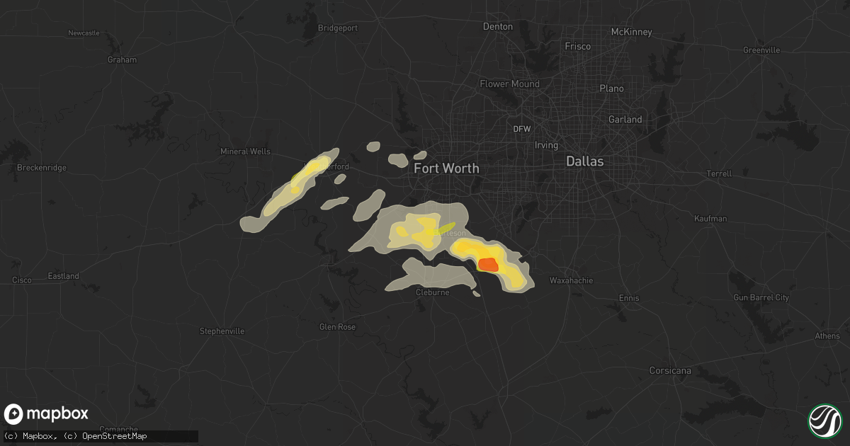 Hail map in Crowley, TX on March 30, 2016