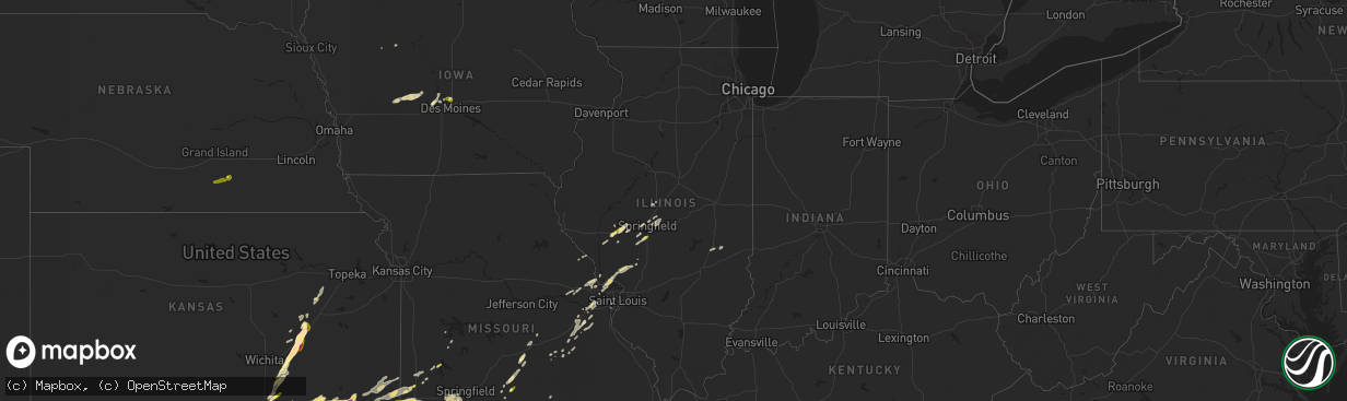 Hail map in Illinois on March 30, 2016