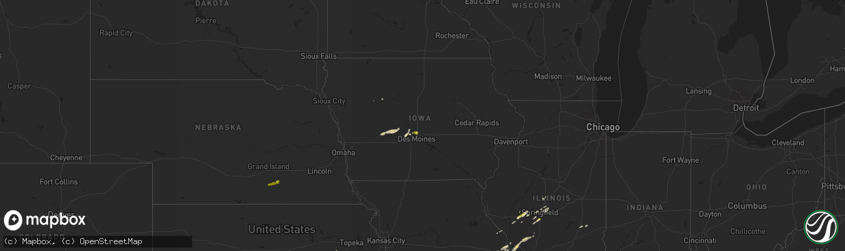 Hail map in Iowa on March 30, 2016