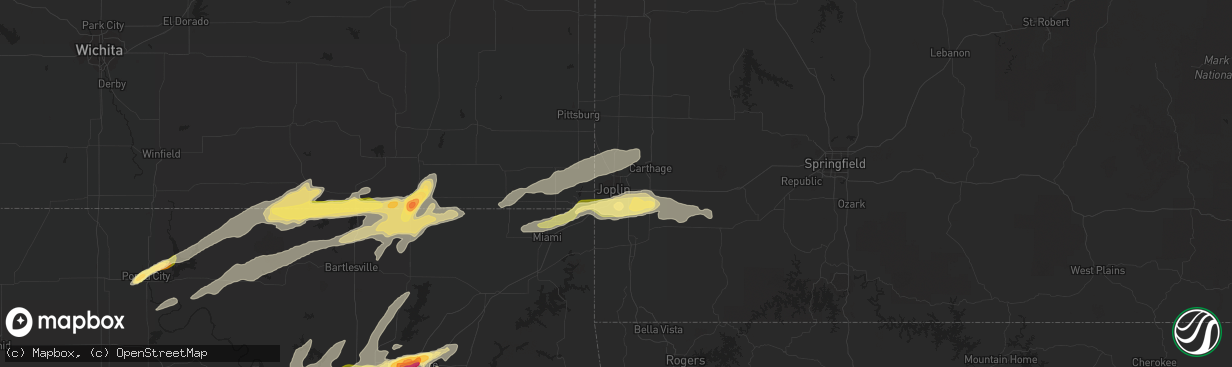 Hail map in Joplin, MO on March 30, 2016