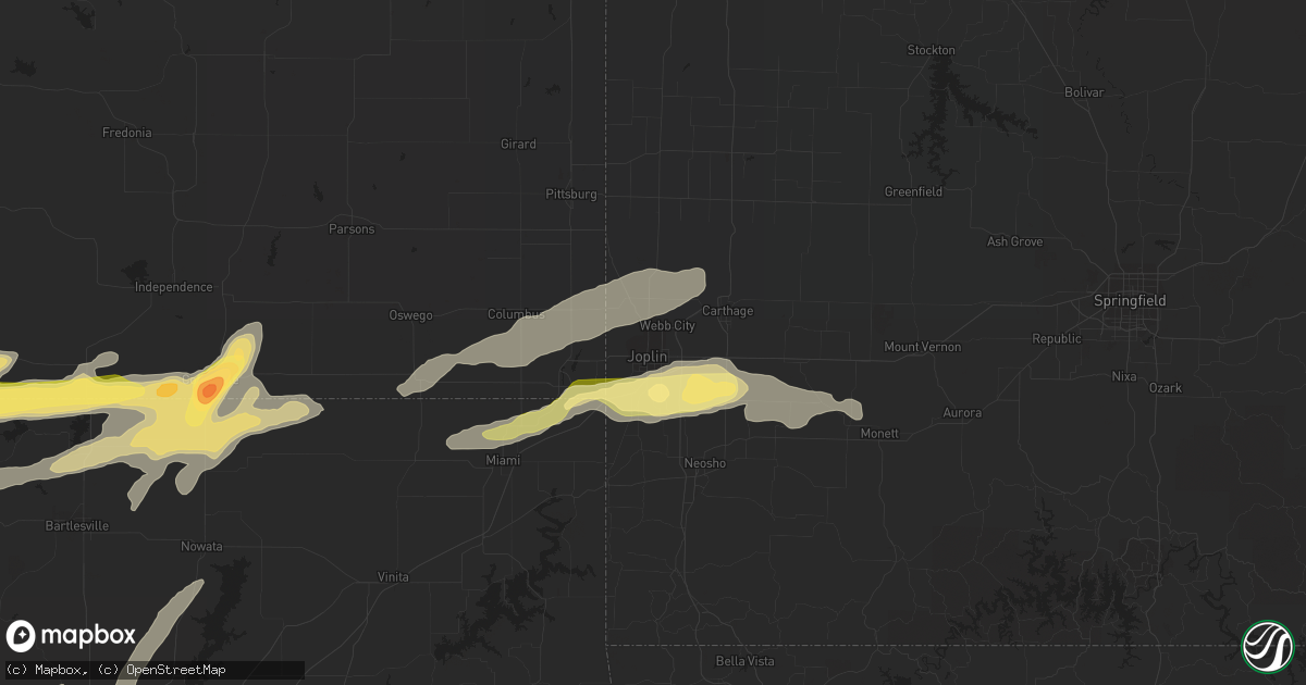 Hail map in Joplin, MO on March 30, 2016