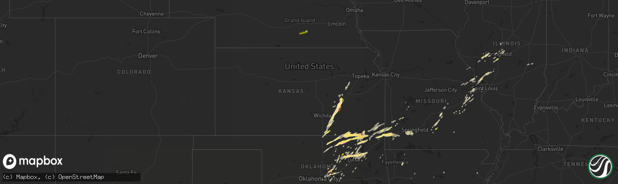 Hail map in Kansas on March 30, 2016