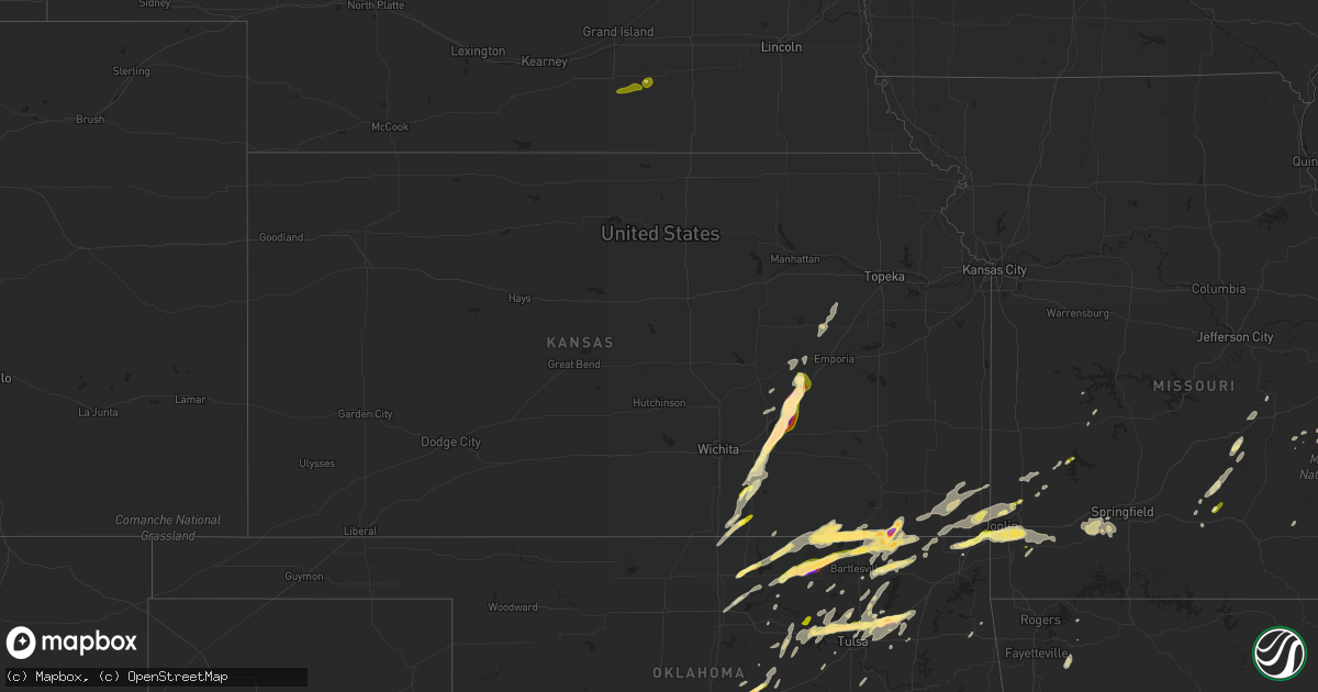 Hail map in Kansas on March 30, 2016