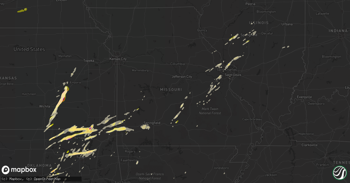 Hail map in Missouri on March 30, 2016