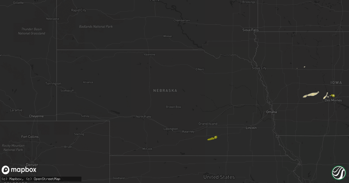 Hail map in Nebraska on March 30, 2016