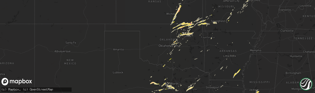 Hail map in Oklahoma on March 30, 2016