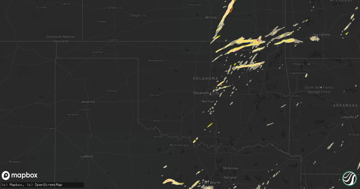 Hail map in Oklahoma on March 30, 2016
