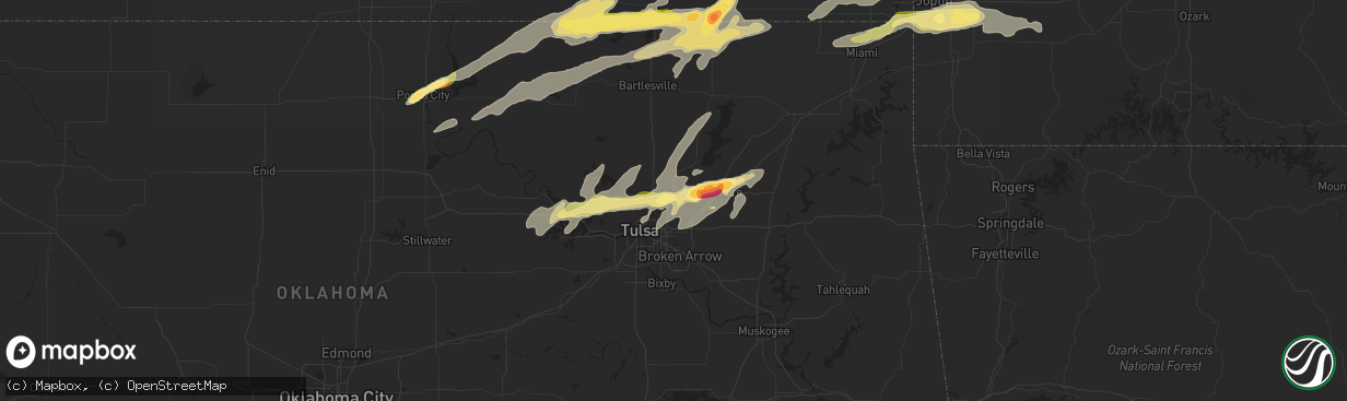 Hail map in Owasso, OK on March 30, 2016