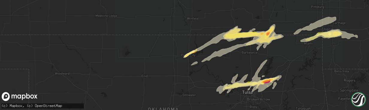 Hail map in Ponca City, OK on March 30, 2016