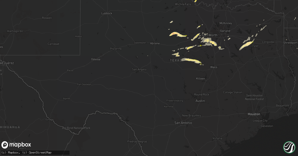 Hail map in Texas on March 30, 2016