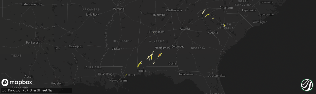 Hail map in Alabama on March 30, 2017