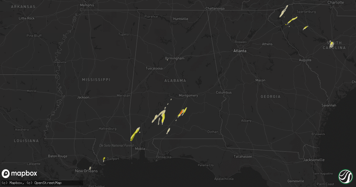 Hail map in Alabama on March 30, 2017