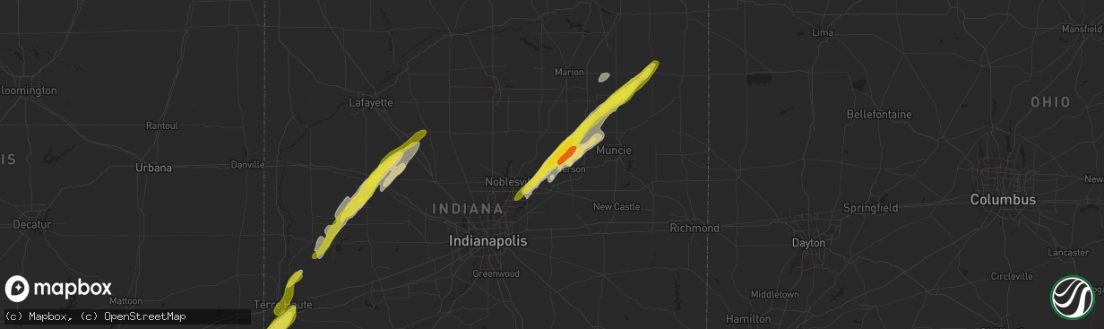 Hail map in Anderson, IN on March 30, 2017