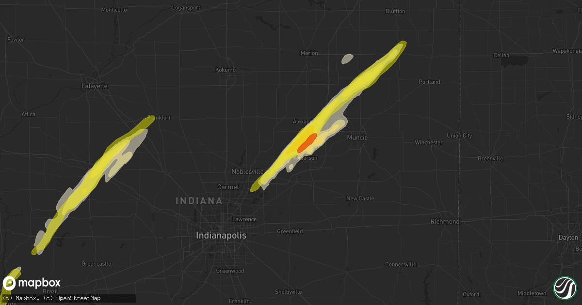 Hail map in Anderson, IN on March 30, 2017