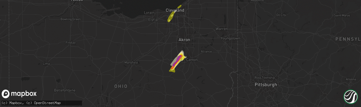 Hail map in Canal Fulton, OH on March 30, 2017