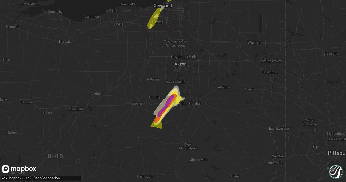 Hail map in Canal Fulton, OH on March 30, 2017