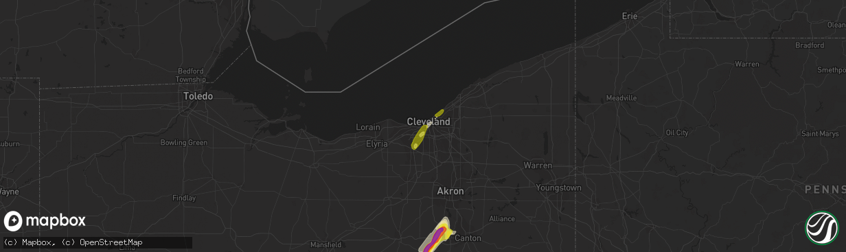 Hail map in Cleveland, OH on March 30, 2017