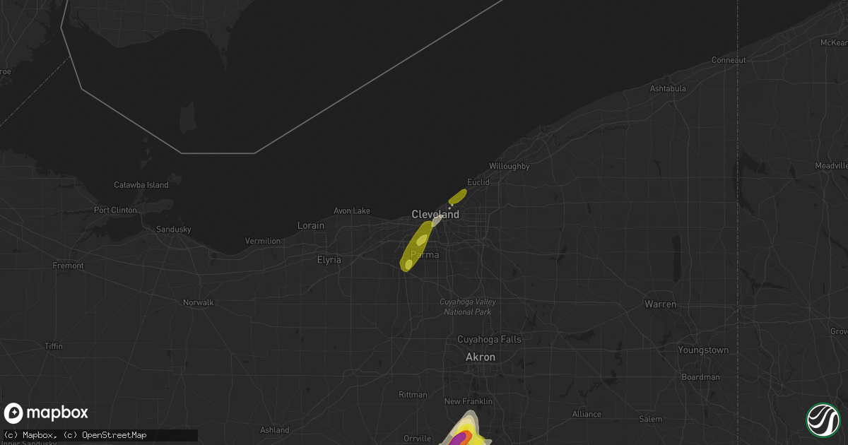 Hail map in Cleveland, OH on March 30, 2017