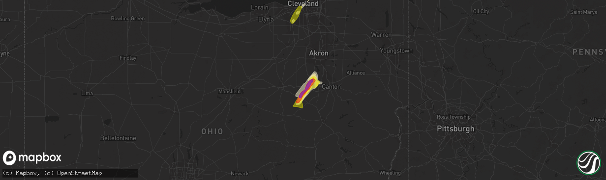 Hail map in Dalton, OH on March 30, 2017