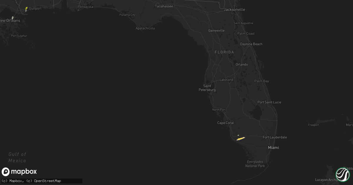 Hail map in Florida on March 30, 2017