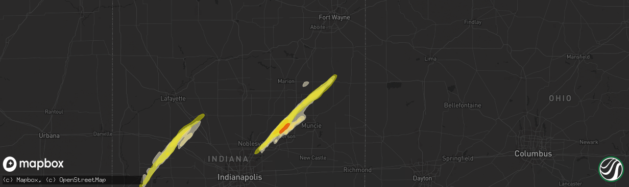 Hail map in Hartford City, IN on March 30, 2017