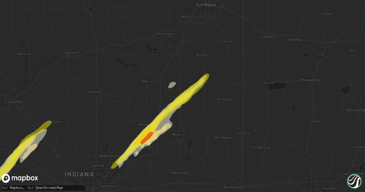 Hail map in Hartford City, IN on March 30, 2017
