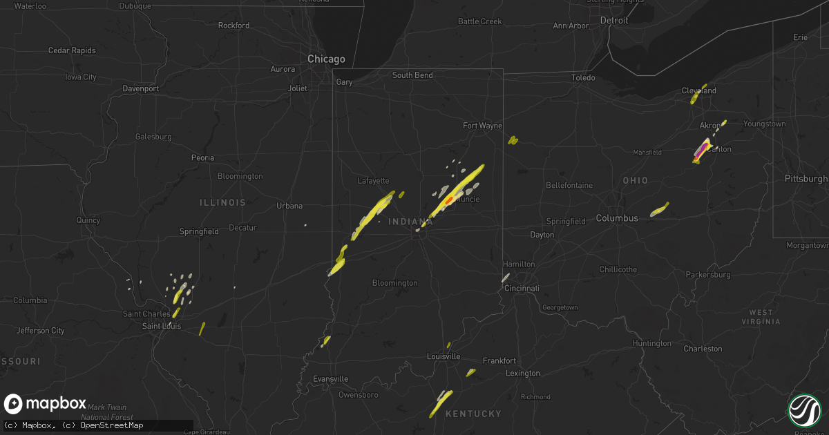 Hail map in Indiana on March 30, 2017