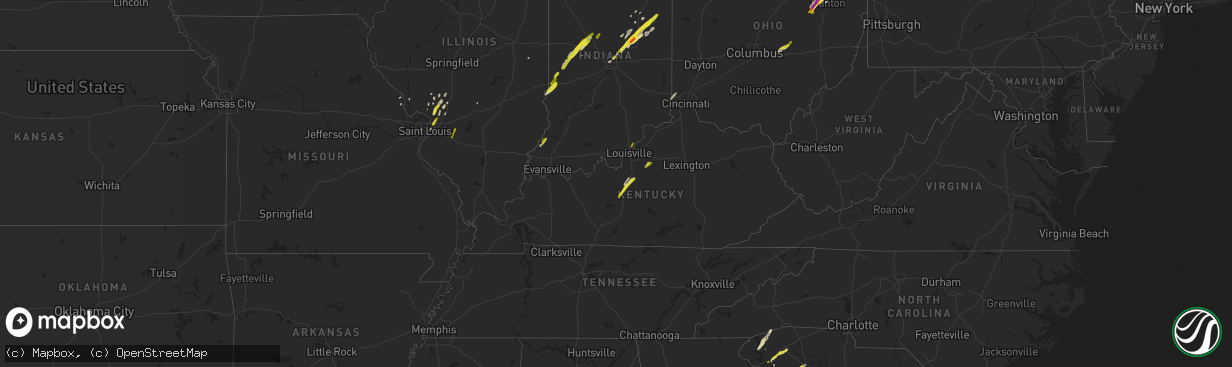 Hail map in Kentucky on March 30, 2017