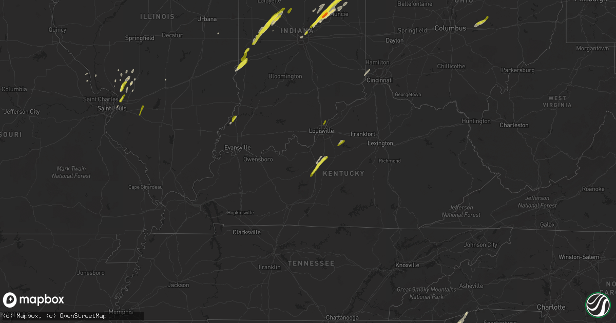 Hail map in Kentucky on March 30, 2017