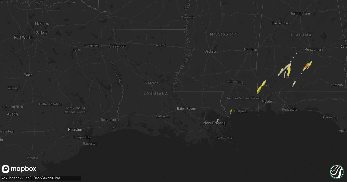 Hail map in Louisiana on March 30, 2017