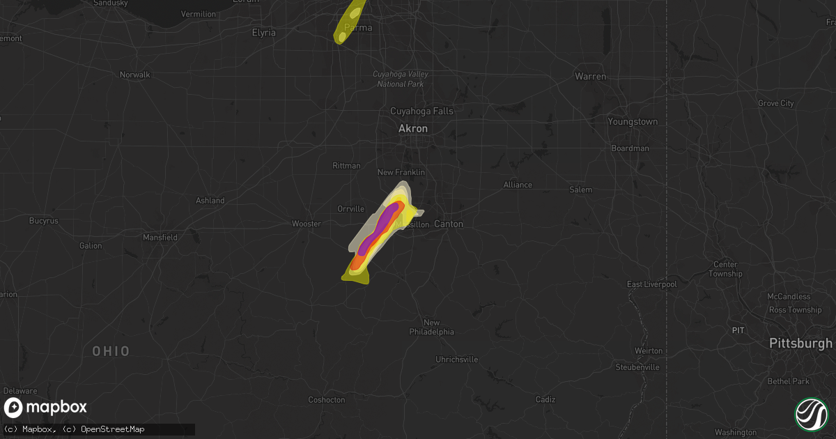 Hail map in Massillon, OH on March 30, 2017