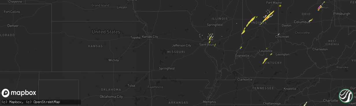 Hail map in Missouri on March 30, 2017