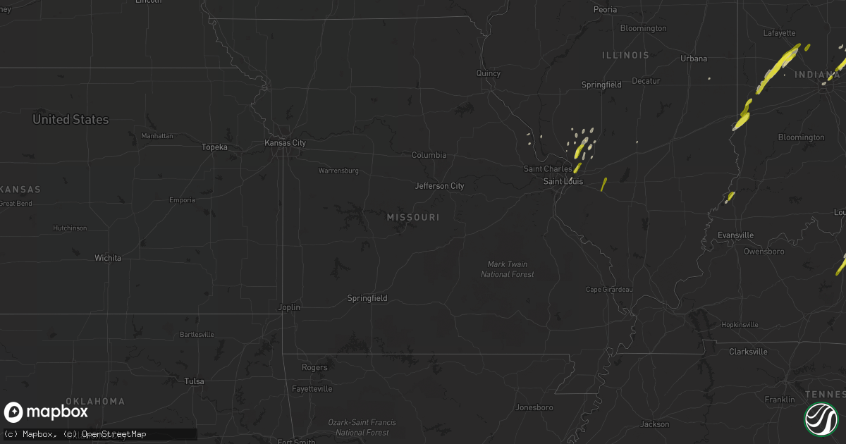 Hail map in Missouri on March 30, 2017