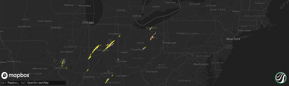 Hail map in Ohio on March 30, 2017