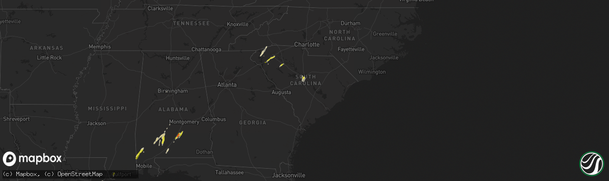 Hail map in South Carolina on March 30, 2017