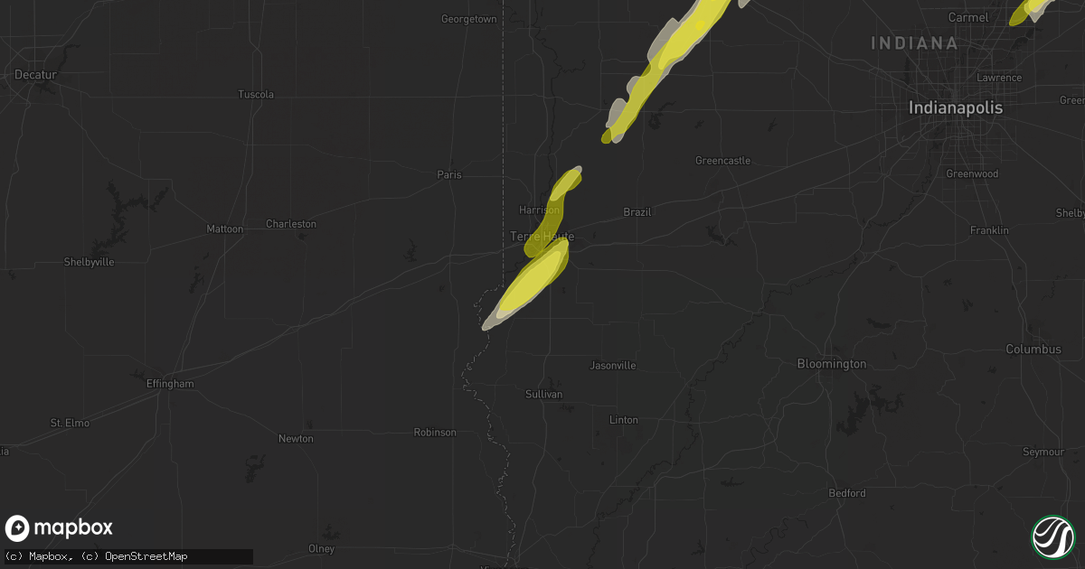Hail map in Terre Haute, IN on March 30, 2017