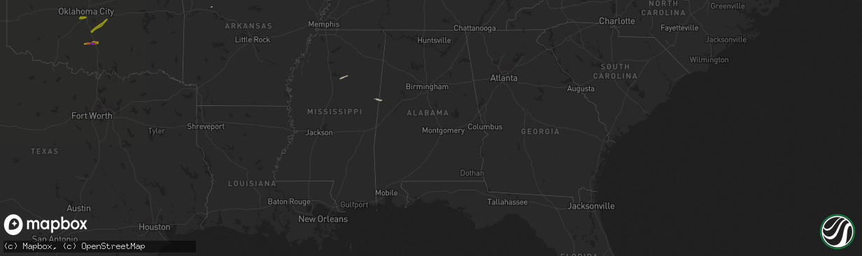 Hail map in Alabama on March 30, 2019