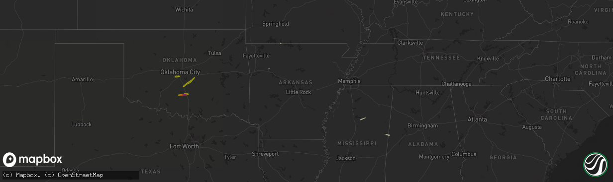 Hail map in Arkansas on March 30, 2019