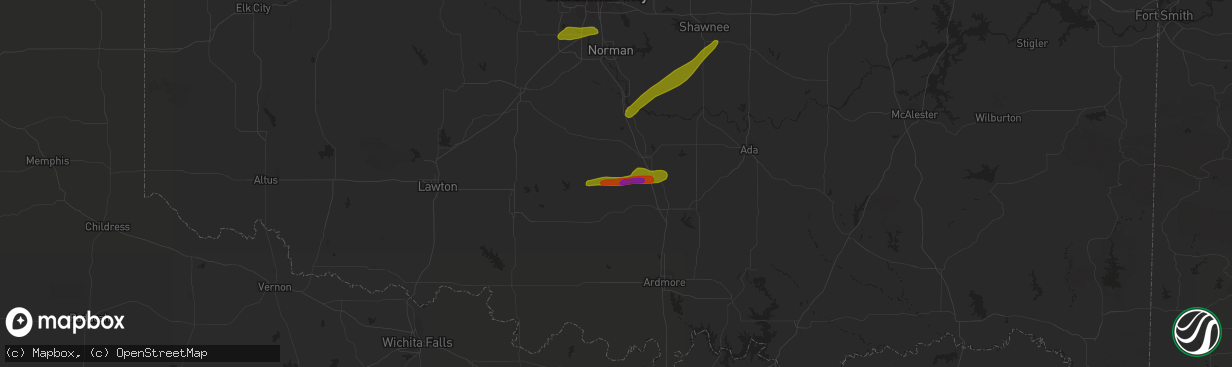 Hail map in Elmore City, OK on March 30, 2019