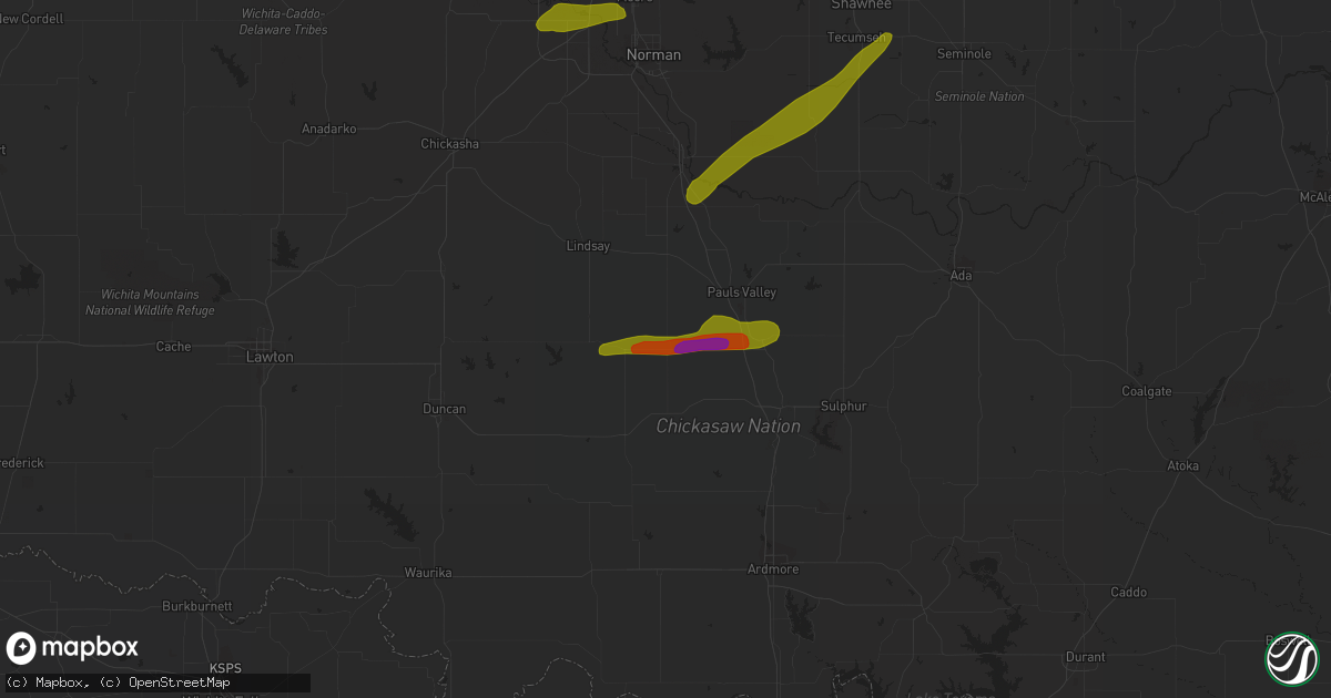 Hail map in Elmore City, OK on March 30, 2019